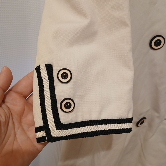 Vintage Count Romi Ivory/Khaki Trench Coat With Navy Details Size XS/S - Picture 5 of 16